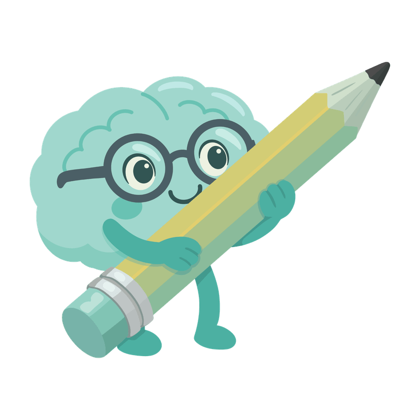 Cerebro mascota de residente0 con lápiz