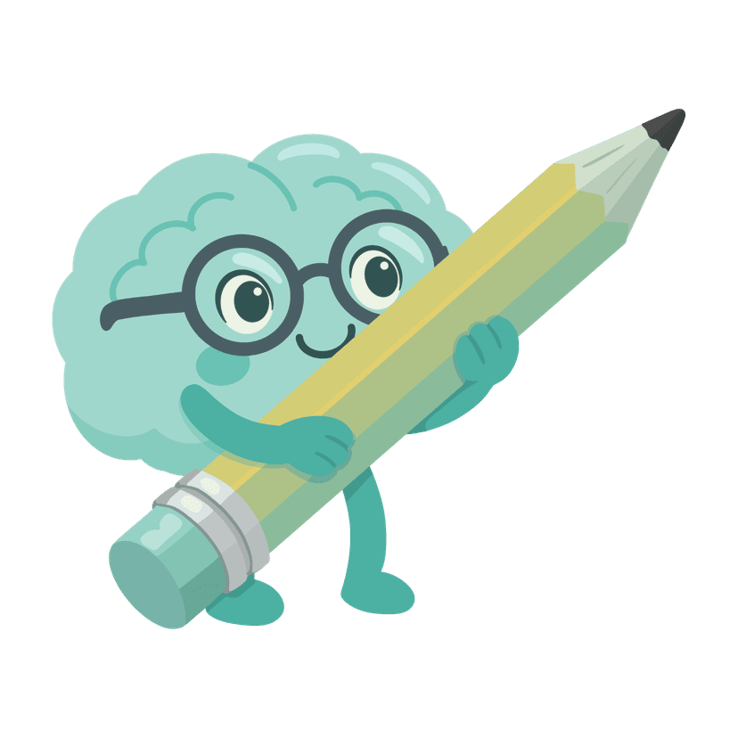 Cerebro mascota de residente0 con lápiz